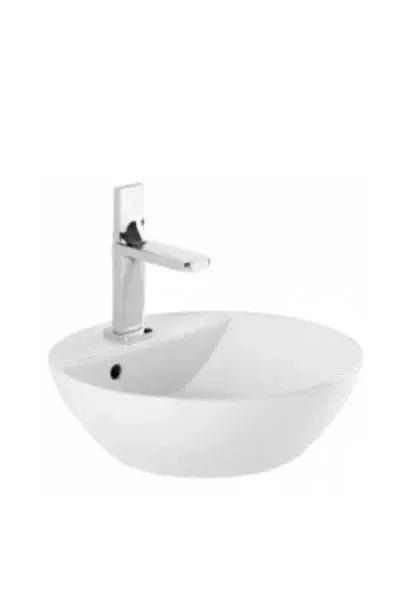 Lavabo redondo de 42 cm en porcelana blanca con orificio para grifo Sanlife de Unisan