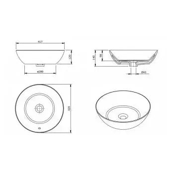 Lavabo redondo de 42 cm porcelana blanco ideal para baño Sanlife de Unisan 5