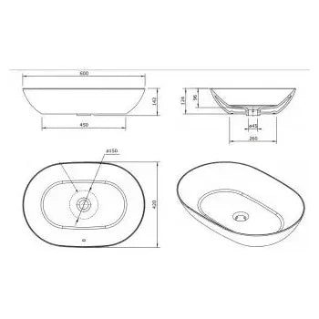 Lavabo de diseño ovalado de porcelana 60x42 cm color blanco Sanlife de Unisan 5