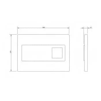 Placa pulsadora doble descarga cromo y wengué para baño moderna Square de Unisan 2