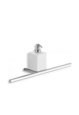 Unisan Soap Dispenser with Towel Bar in Vitreous China and Brass, White