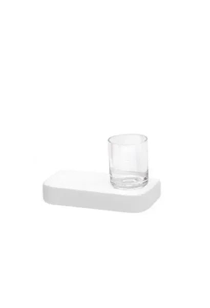 Jabonera con vaso para baño 20 cm color blanco elegante y funcional Vintage de Unisan