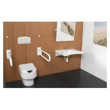 Barra de apoyo basculante para inodoro de 75 cm en hierro galvanizado color blanco WCCARE de Unisan 4