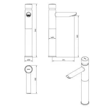 Grifo de lavabo caño alto temporizador de agua de latón con acabado cromo New Ícone de Unisan 3