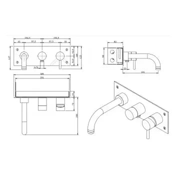 Grifo monomando de pared para bañera de diseño moderno y funcional Tube de Unisan 4