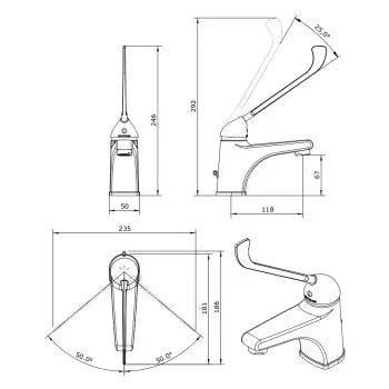 Italia grifo monomando lavabo maneta gerontológica latón cromo Easy de Unisan 5