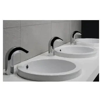 Grifo electrónico de lavabo de dos aguas de 16 cm latón cromado Hera de Unisan 2