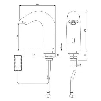 Grifo electrónico de lavabo a pilas 16 cm latón cromo Hera de Unisan 4