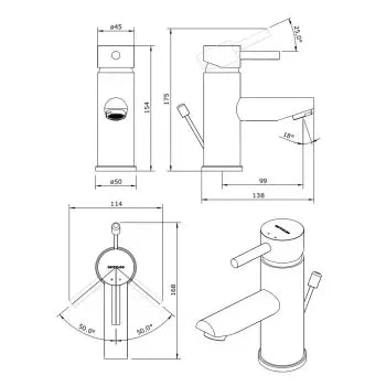Grifo monomando para lavabo con válvula de desagüe eficiente Icone de Unisan 3