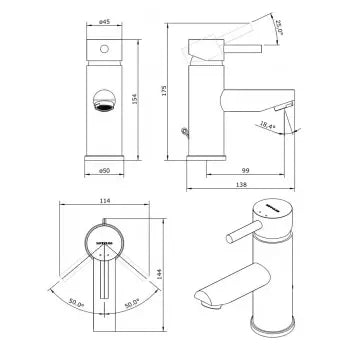 Grifo monomando para lavabo de latón con acabado en cromo Icone de Unisan 4