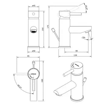 Grifo de lavabo monomando latón con sistema ColdOpen acabado cromo Icone de Unisan 4