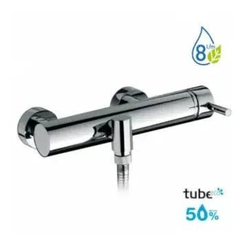Grifo monomando para ducha de latón con acabado cromo brillante Tube Eco de Unisan 2