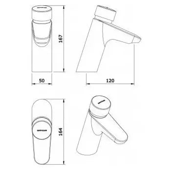 Grifo de lavabo con temporizador de 1 vía para ahorro de agua y eficiencia energética Lock de Unisan 4