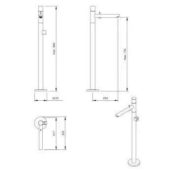 Grifo de pie monomando para bañera de diseño moderno Single de Unisan 6