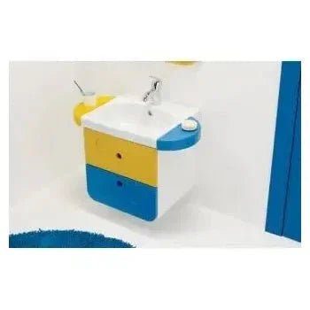 Mueble suspendido de 40 cm en MDF color blanco azul y amarillo WCKIDS de Unisan 4
