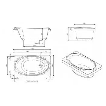 Bañera ovalada de 80 cm de acrílico blanco diseño moderno Babybath de Unisan 5
