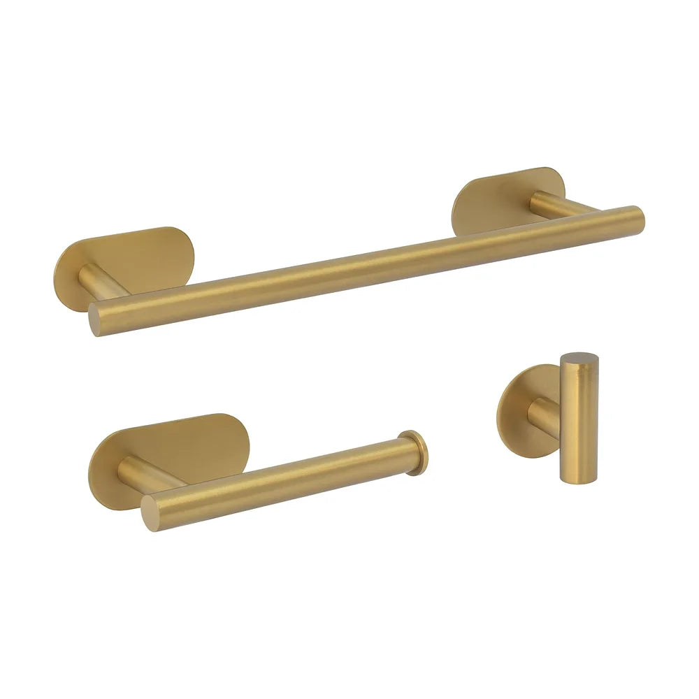 Accesorios de baño adhesivos sin taladro acabado oro mate PVD toallero 40 cm Portarrollos perchas SUS304 Valaz Valaz