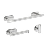 Bathroom accessories with adhesive installation no drilling chrome finish in SUS304 stainless steel includes 40 cm towel rail toilet roll holder and two hooks by Valaz