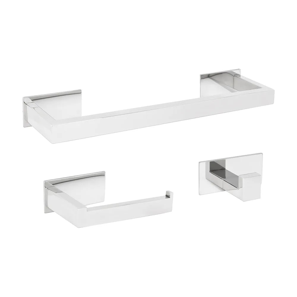 Accesorios de baño cromados adhesivos cuadrados con toallero 40 cm Portarollos y perchas de Valaz Valaz