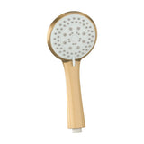 Handheld shower head with elegant and functional design round shape wide head matte gold finish by Valaz