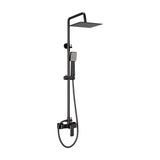 Barra de ducha monomando cuadrada extensible de 80 a 120 cm negro mate rociador 20 cm Vinalopo de Valaz