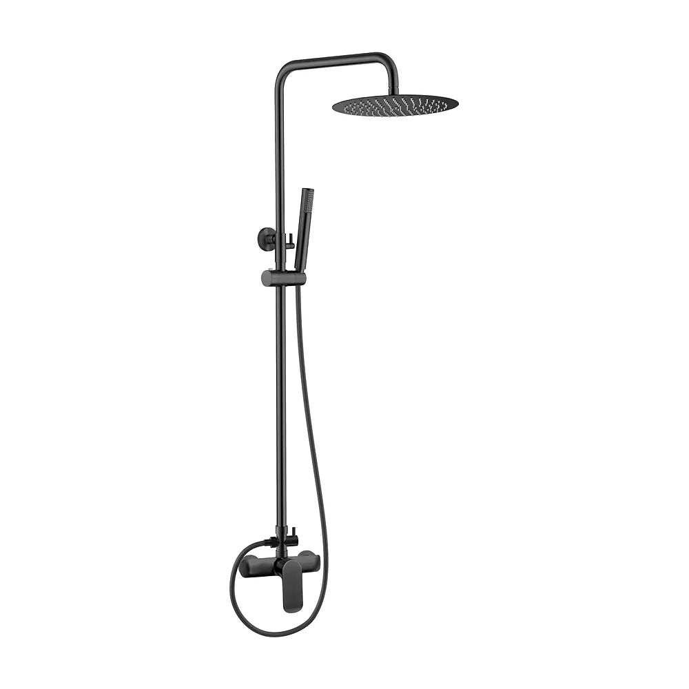 Barra de ducha monomando redonda ajustable 80 a 120 cm negro mate Turia de Valaz Valaz