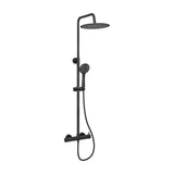 Shower bar single handle round matte black 80 to 120 cm Jabalón by Valaz