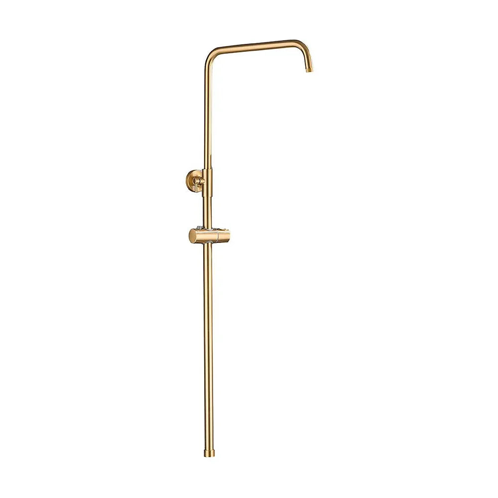 Vista lateral y perspectiva de Barra de ducha monomando redonda ajustable de 80 a 120 cm oro mate proteccion PVD Palancia...