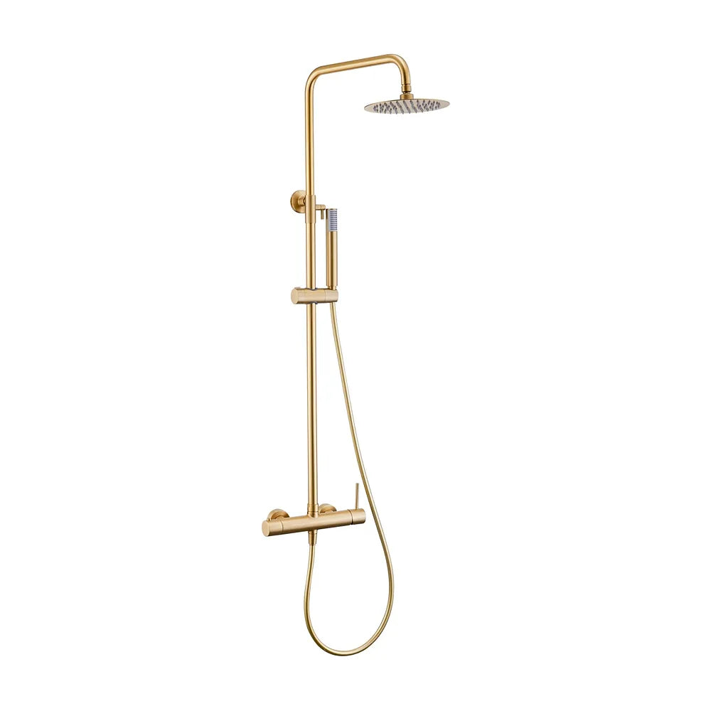 barra de ducha monomando redonda ajustable de 80 a 120 cm oro mate con protección PVD Palancia de Valaz Valaz