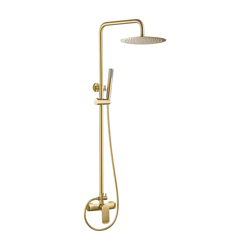 Barra de ducha monomando redonda ajustable hasta 120 cm oro mate con protección PVD Turia de Valaz Valaz