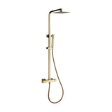 Thermostatic square shower bar brushed gold with 25 cm shower head and 120 cm extension Segura by Valaz