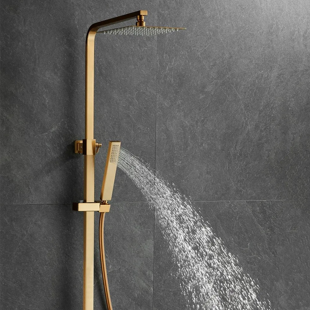 Plano o detalle técnico de Barra de ducha termostática cuadrada dorado cepillado con rociador de 25 cm y extensión  (vista 4)