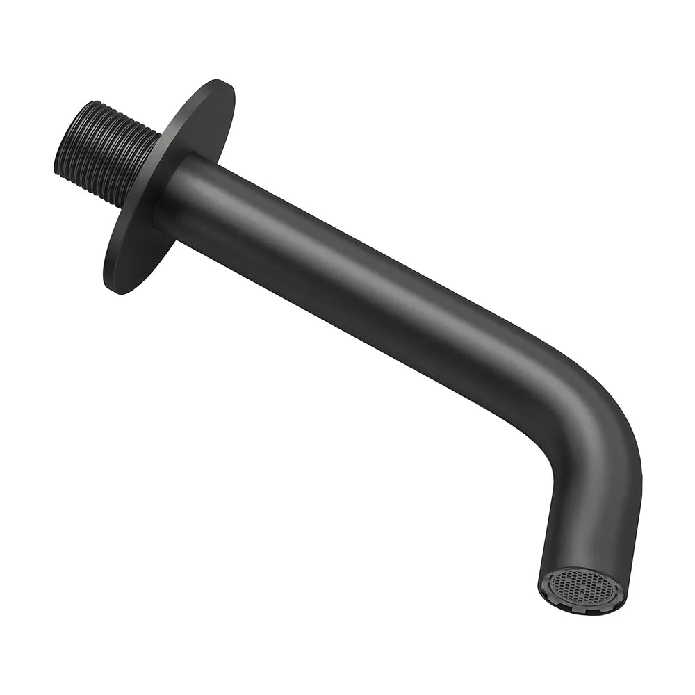 Vista principal de Caño redondo empotrado de 21 cm en negro mate para lavabo de Valaz