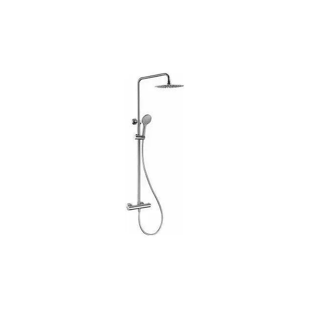 Columna de ducha termostática ajustable con rociador y alcachofa de mano en acero cepillado Ebro de Valaz Valaz