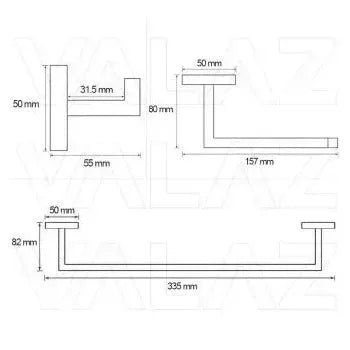Vista principal de Conjunto de accesorios de baño cuadrados en acero inoxidable en cromo de Valaz