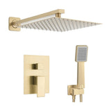 Recessed wall mounted single handle square brushed gold shower Eresma by Valaz