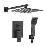 concealed wall mounted single handle square shower matte black 40cm Limia by Valaz