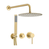 Recessed round single handle wall mounted shower matte gold two outlets Guadiana by Valaz