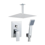 Recessed shower single handle 2 way ceiling mounted square chrome 25cm Limia by Valaz