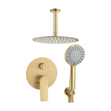 Round ceiling recessed shower with matte gold single lever Vaca by Valaz