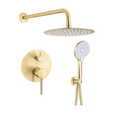 Shower built in single lever round wall mounted matte gold with PVD protection and wide handle Cabriel by Valaz