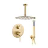 Recessed shower single lever ceiling round matte gold with PVD protection 30 cm Cenia by Valaz