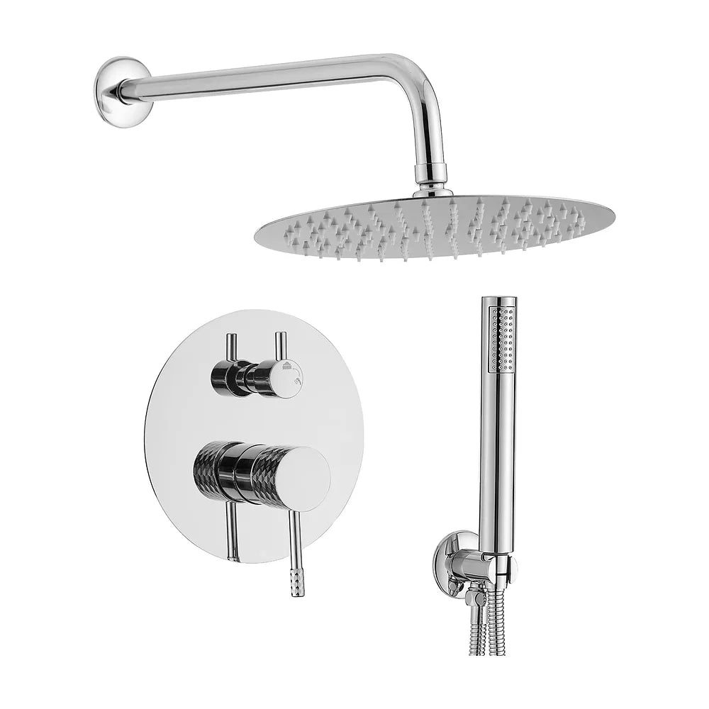Ducha empotrada monomando a pared redonda con maneta luxury y rociador de 20 cm en cromado Ofin de Valaz Valaz