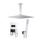 Recessed ceiling shower single handle two way with rainfall shower 20x20 and chrome handheld shower head Tormes by Valaz