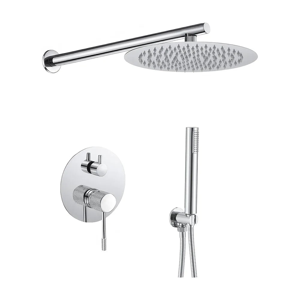 Ducha empotrada monomando a pared redonda con maneta luxury y rociador de 30 cm en cromado Torina de Valaz Valaz