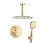 Shower recessed thermostatic ceiling round brushed gold 20 cm Cabriel by Valaz
