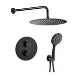 Valaz Cabriel Round Wall-Mounted Concealed Thermostatic Shower with 25 cm Head Matt Black