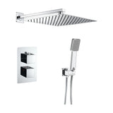 Thermostatic square chrome recessed shower 30 cm with wall mount Eresma by Valaz