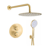 Shower recessed thermostatic wall round matte gold with PVD protection 20cm Cabriel by Valaz