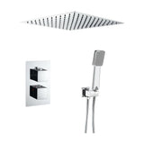 Shower recessed thermostatic flush to ceiling square chrome Eresma 30cm by Valaz